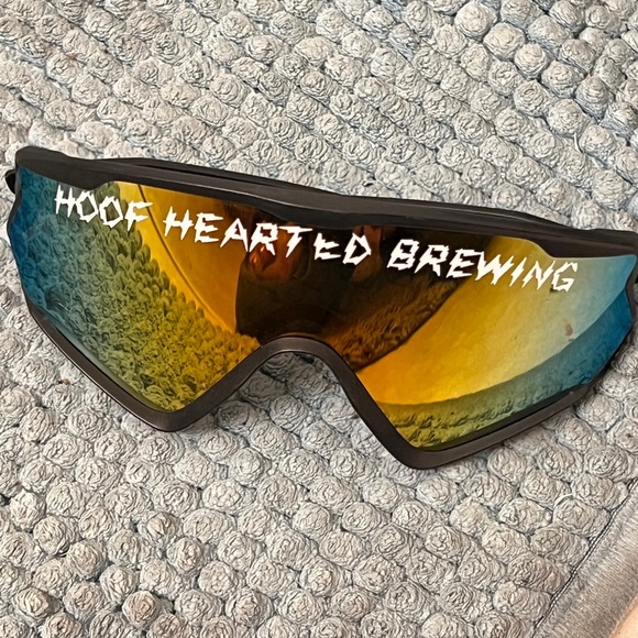 Unisex Density Wraparound Shield Mirrored Sunglasses, “Hoof Hearted Brewing” - Picture 1 of 16